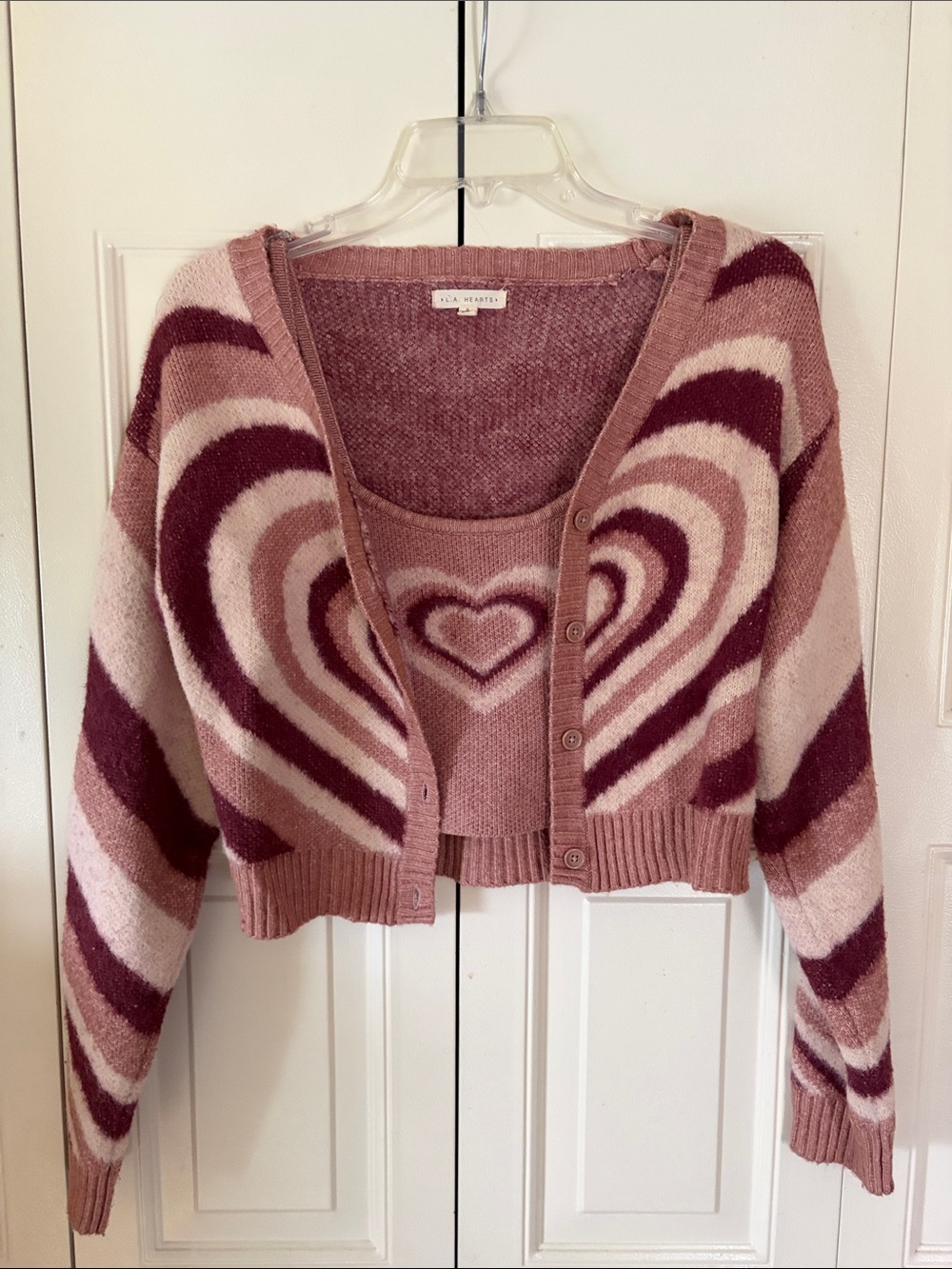 Retro 70s Boho Vintage-Insp Style LA Hearts Sweater Set Cropped Indie  Size SM